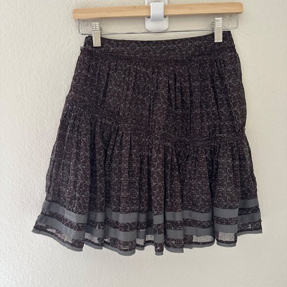 Free People Tiered Pleated Full Mini Skirt Lightweight Multicolor Sz 0 - Picture 2 of 6